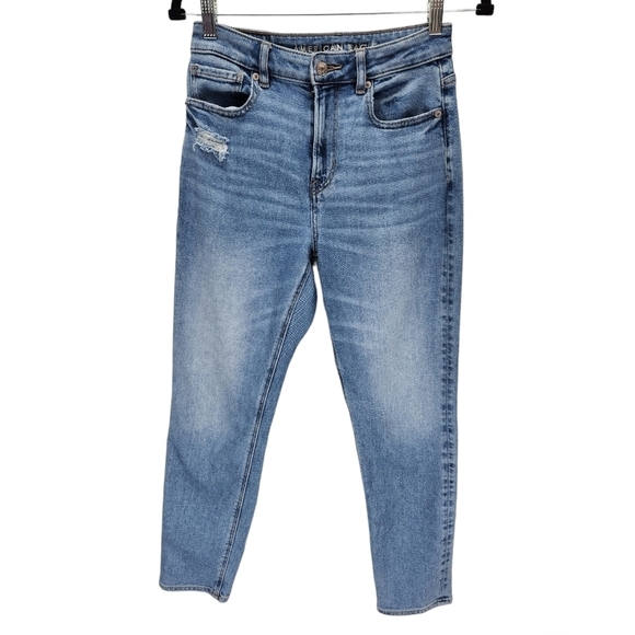 American Eagle High Rise Mom Skinny Jeans Womens Size 2 Medium Demin Wash - Picture 1 of 11